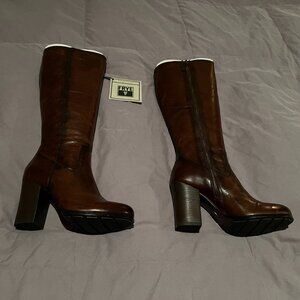 Frye Parker Brown Leather High Heel Boots - Size 7M